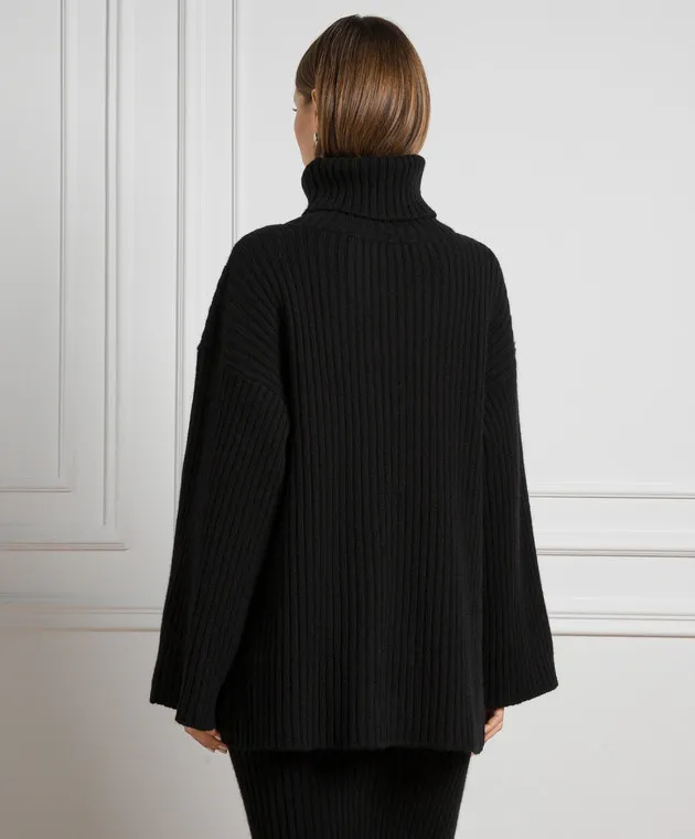 Solotre Black ribbed wool sweater