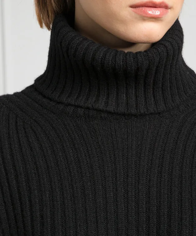 Solotre Black ribbed wool sweater