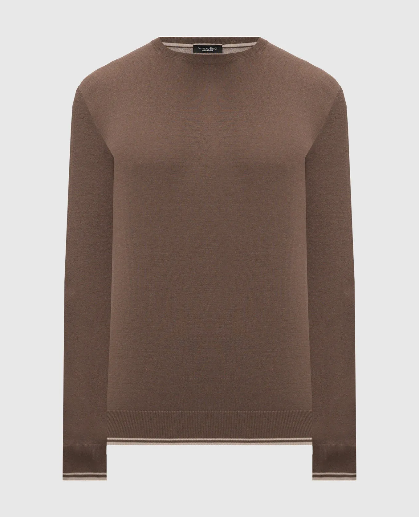 Stefano Ricci Brown wool jumper with logo embroidery