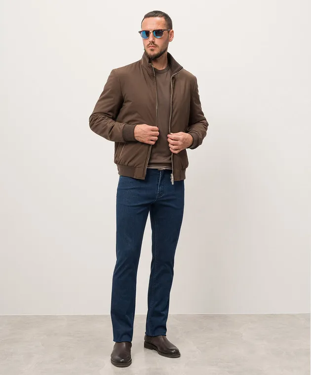 Stefano Ricci Brown wool jumper with logo embroidery