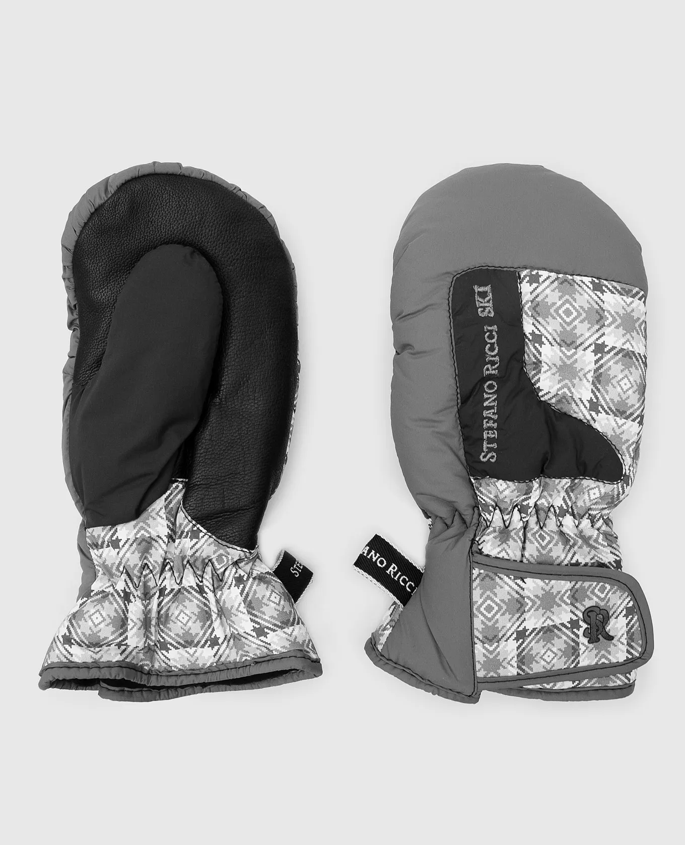 Stefano Ricci Children's gray mittens with a pattern