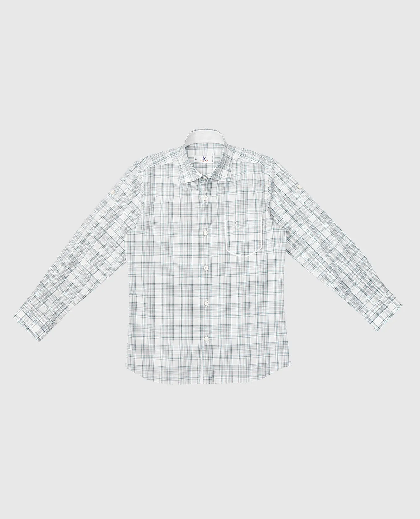 Stefano Ricci Children's light turquoise checked shirt