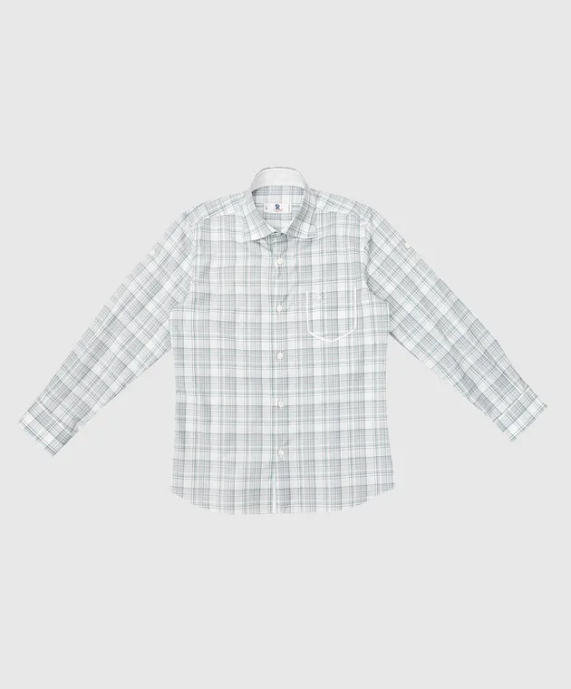 Stefano Ricci Children's light turquoise checked shirt