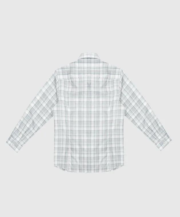 Stefano Ricci Children's light turquoise checked shirt