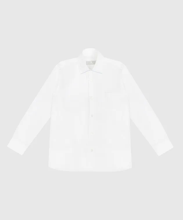 Stefano Ricci Children's white shirt with logo monogram embroidery