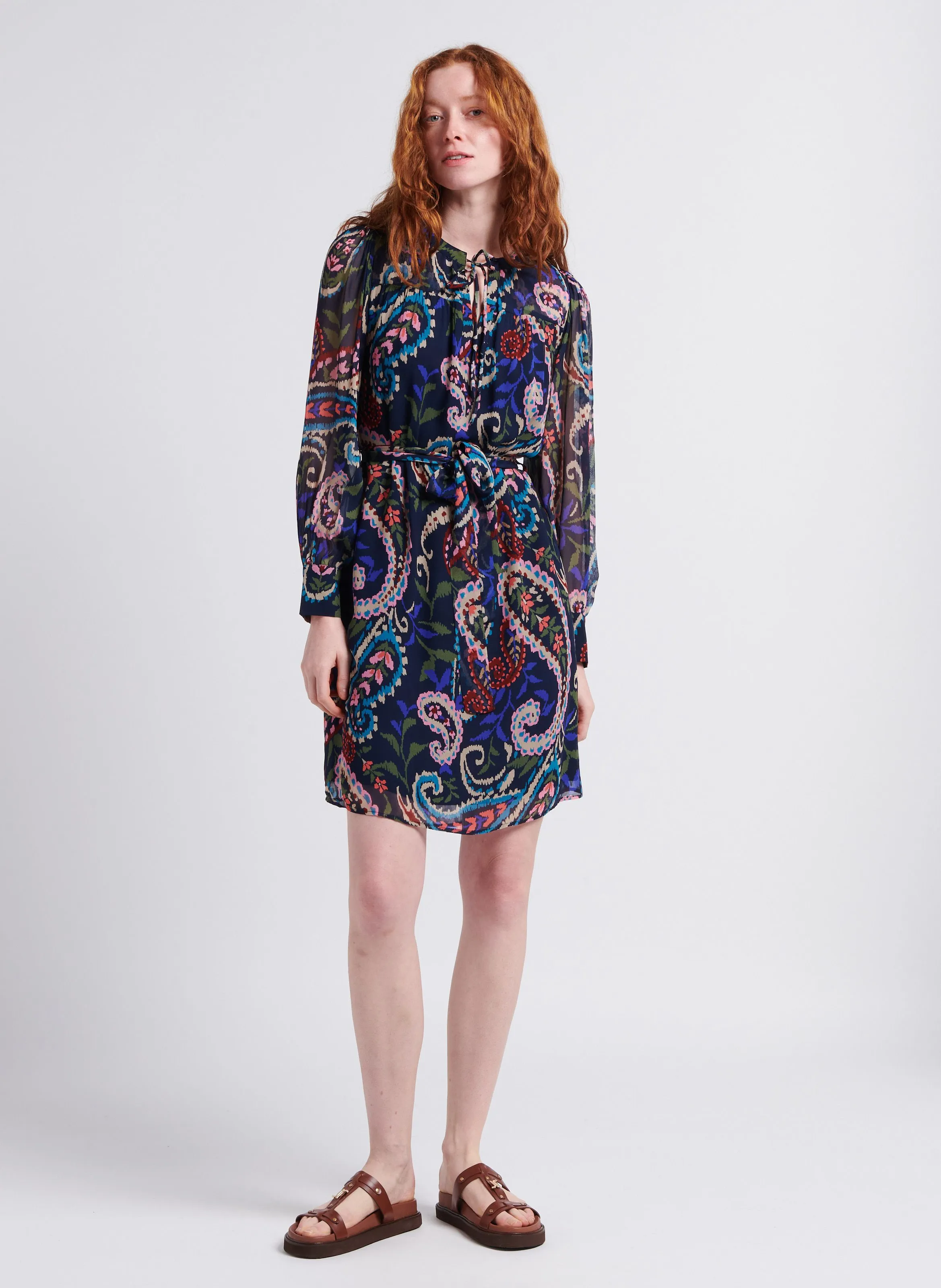 SUD EXPRESS ROBELLA  VESTIDO CORTO RECTO CON CUELLO REDONDO EN AZUL