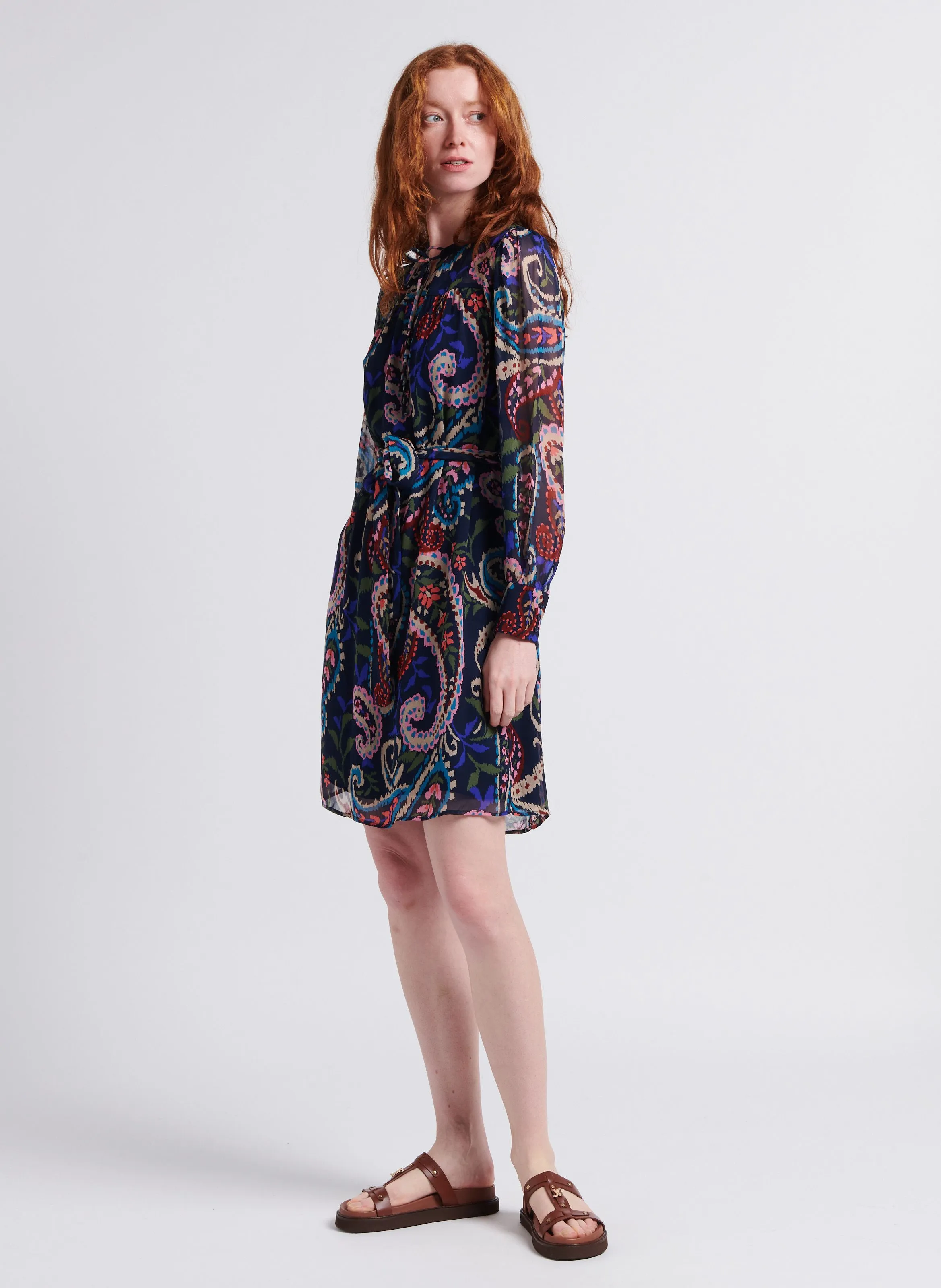 SUD EXPRESS ROBELLA  VESTIDO CORTO RECTO CON CUELLO REDONDO EN AZUL