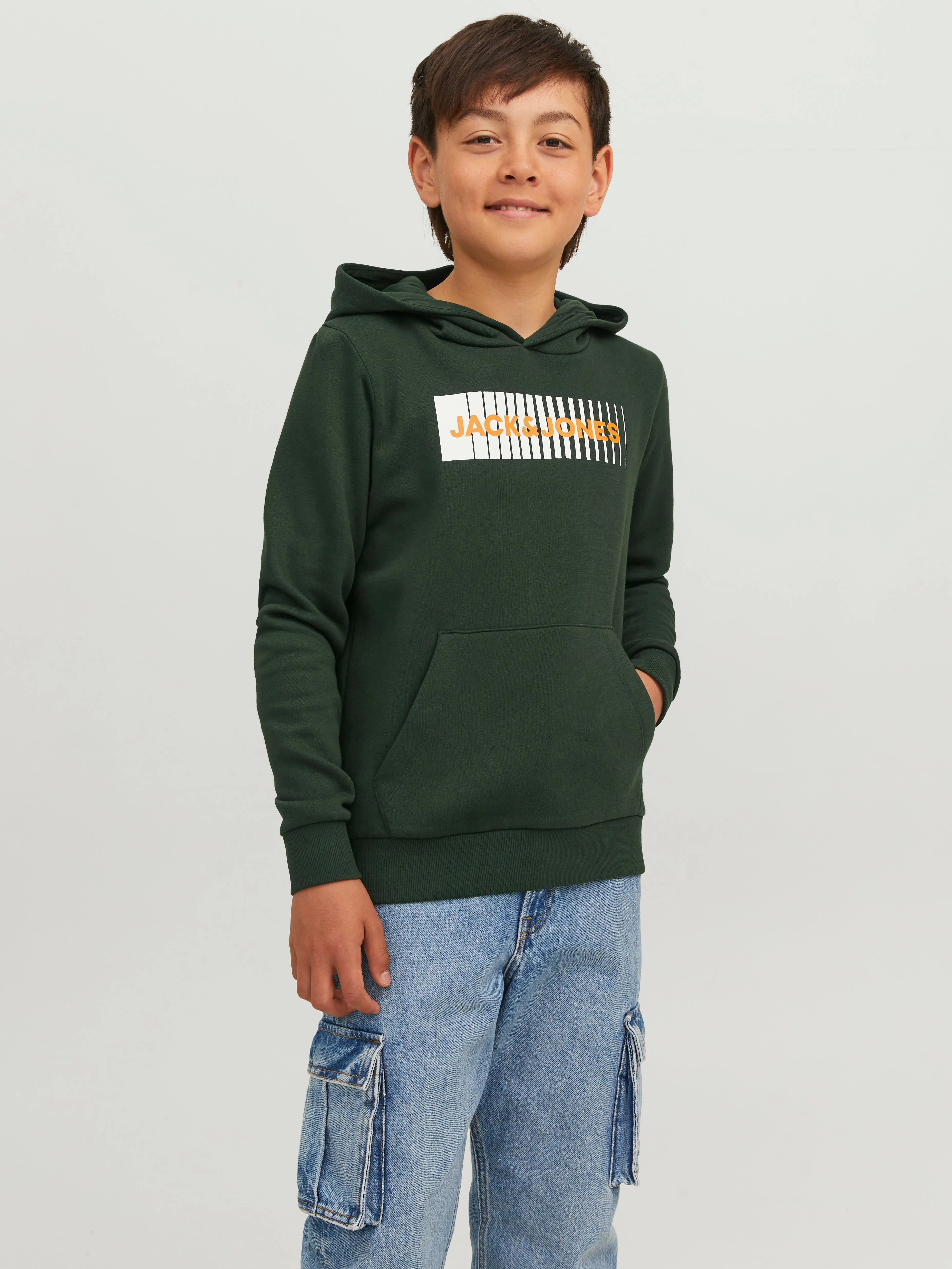 Sudadera con capucha Logotipo Junior | Verde oscuro | Jack & Jones®