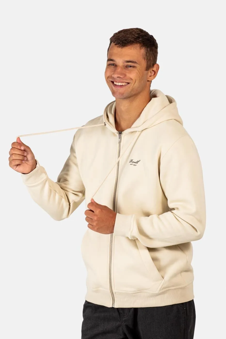 Sudadera con cemallera REELL Staple Logo Zip RE1673 beige