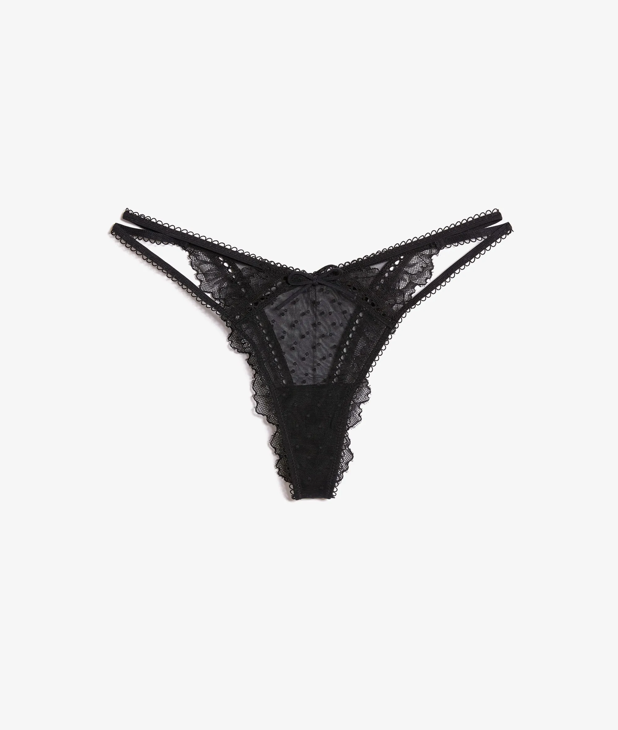 TANGA DE TUL PLUMETI Y ENCAJE PETRA NOIR  ETAM