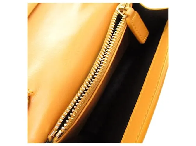 Tarjetero de cuero marrón Saint Laurent con cadena Castaño 