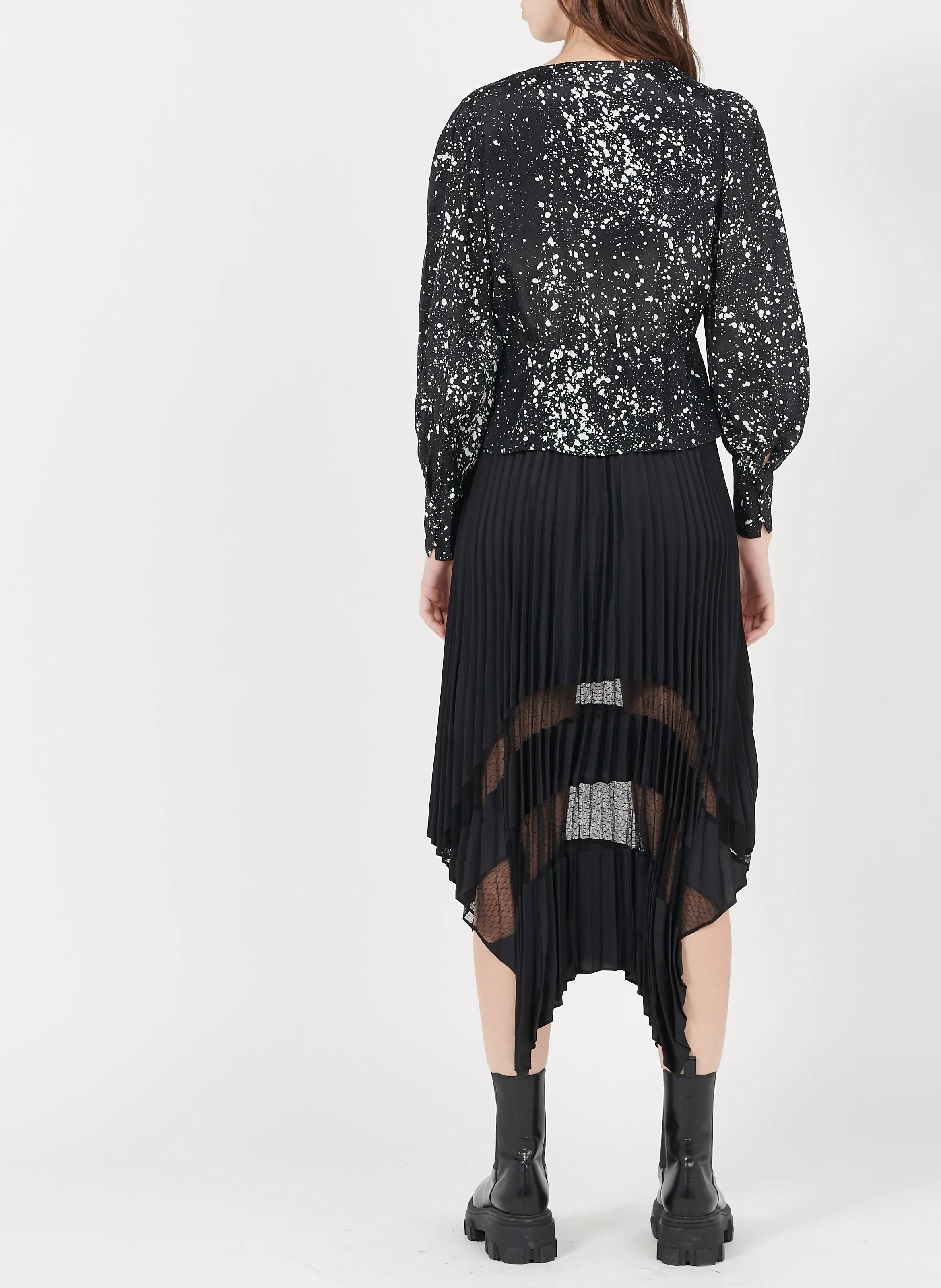 THE KOOPLES Falda midi plisada en negro