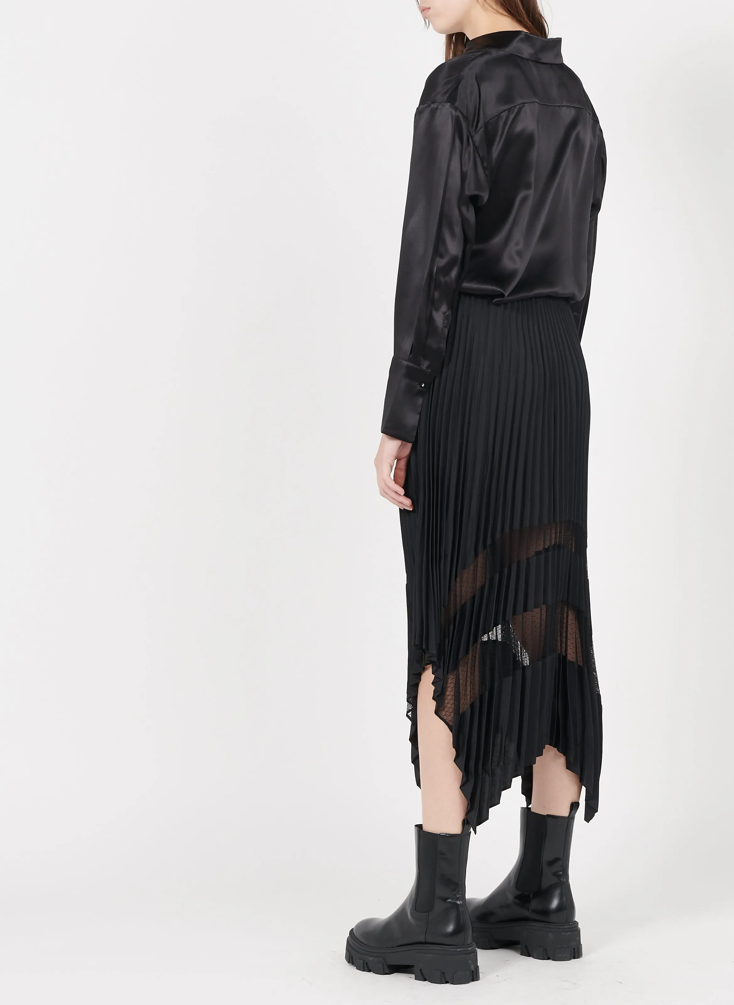 THE KOOPLES Falda midi plisada en negro