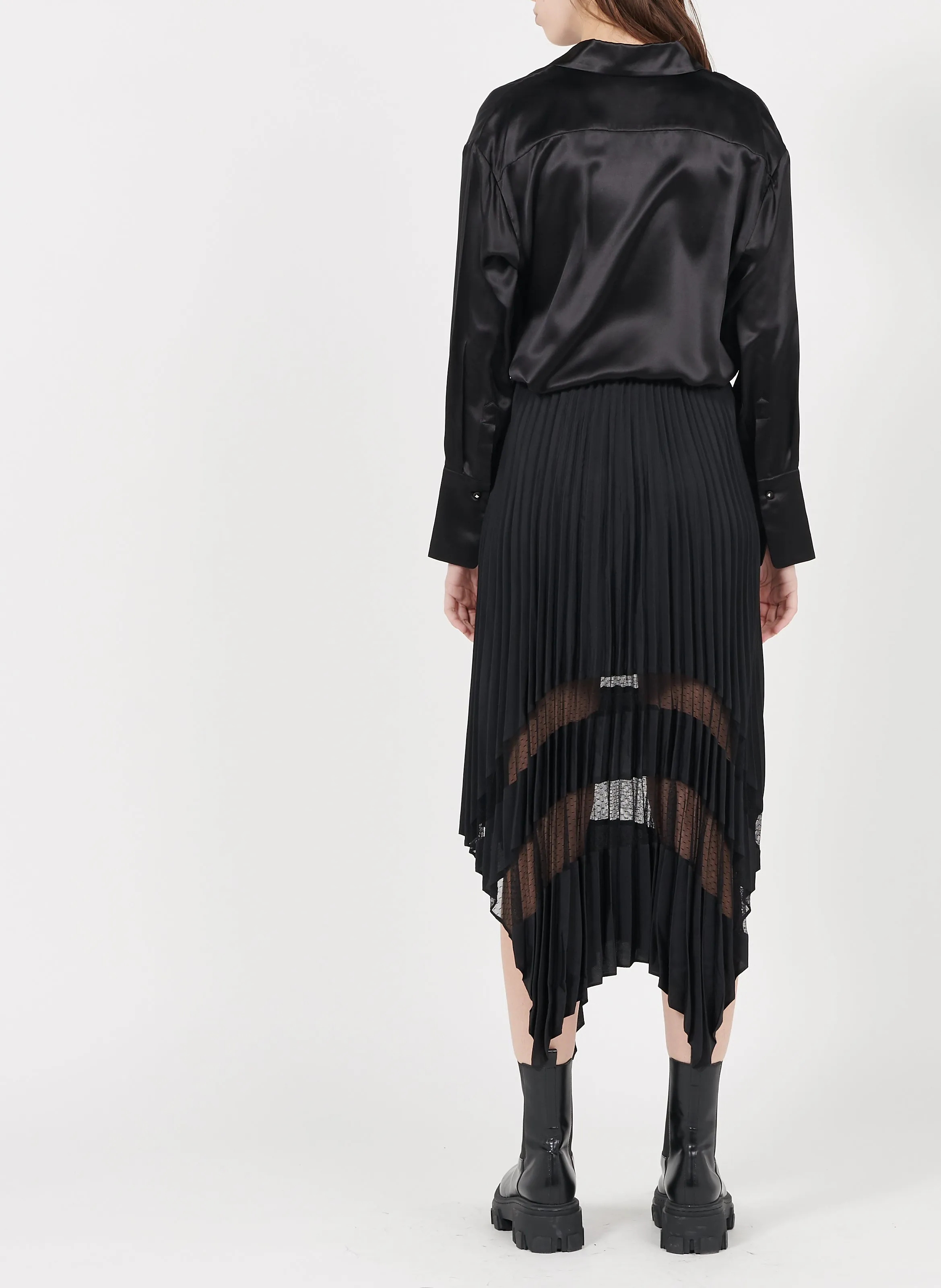 THE KOOPLES Falda midi plisada en negro
