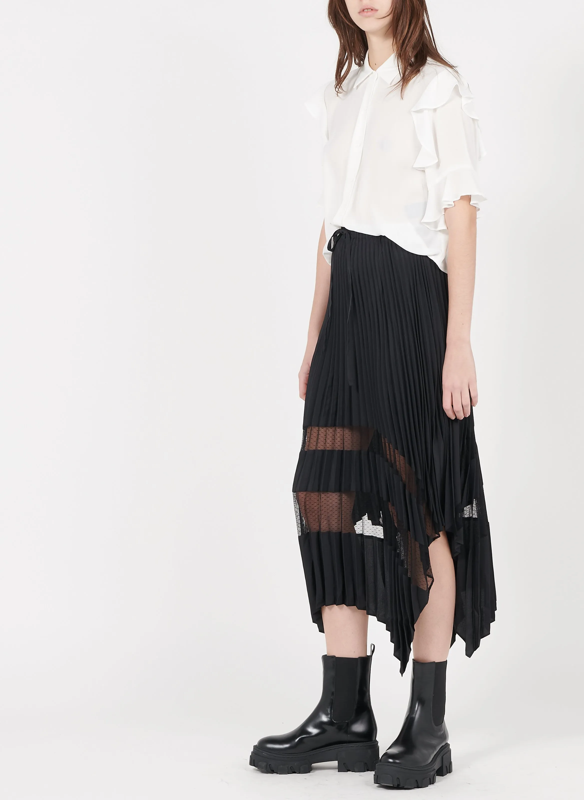 THE KOOPLES Falda midi plisada en negro