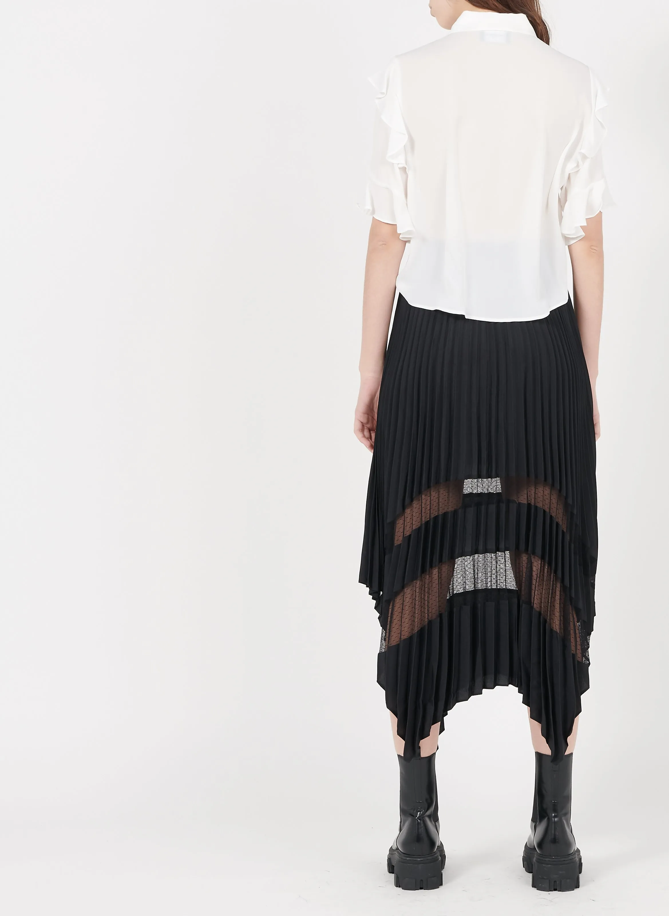 THE KOOPLES Falda midi plisada en negro