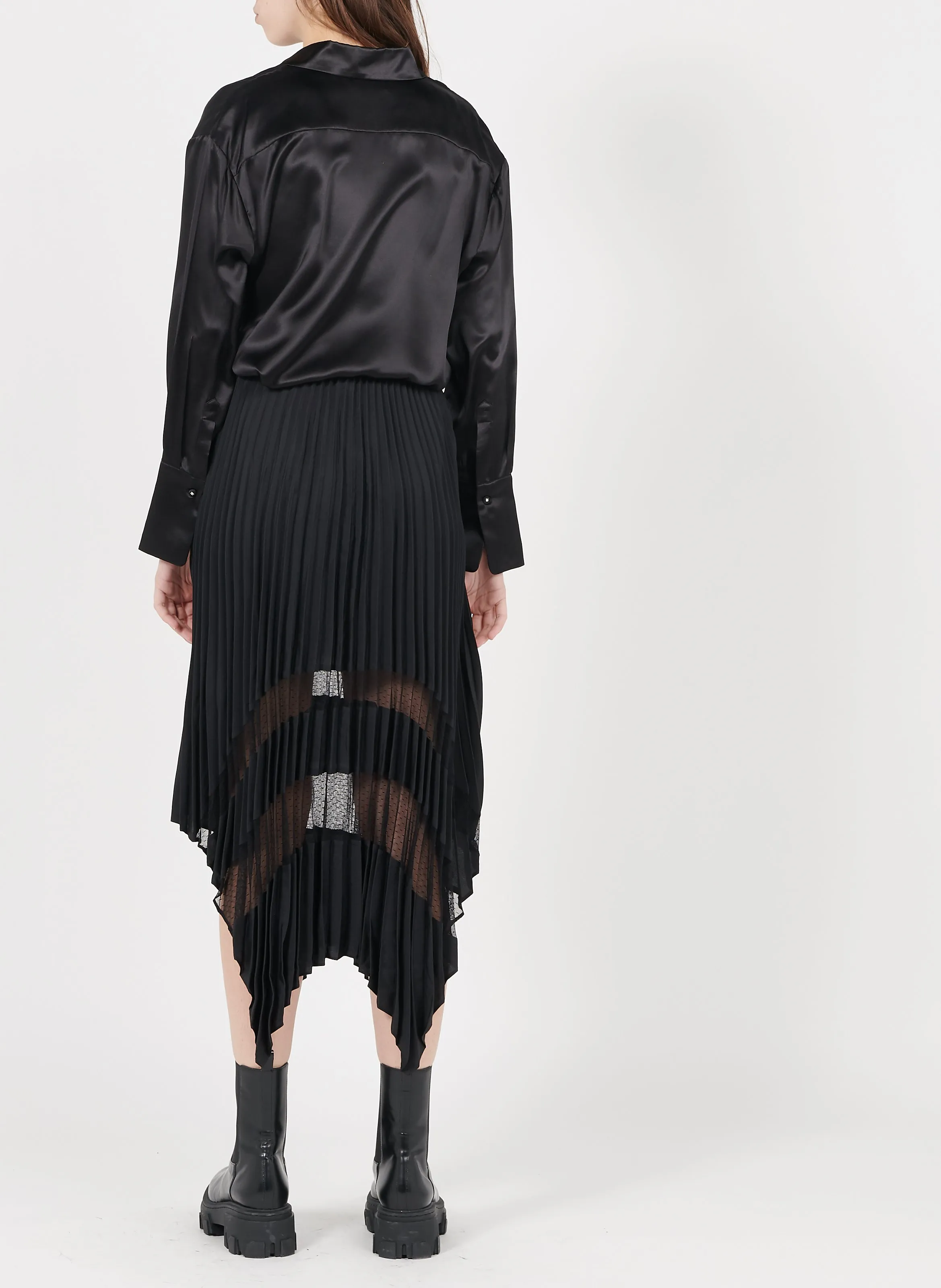 THE KOOPLES Falda midi plisada en negro