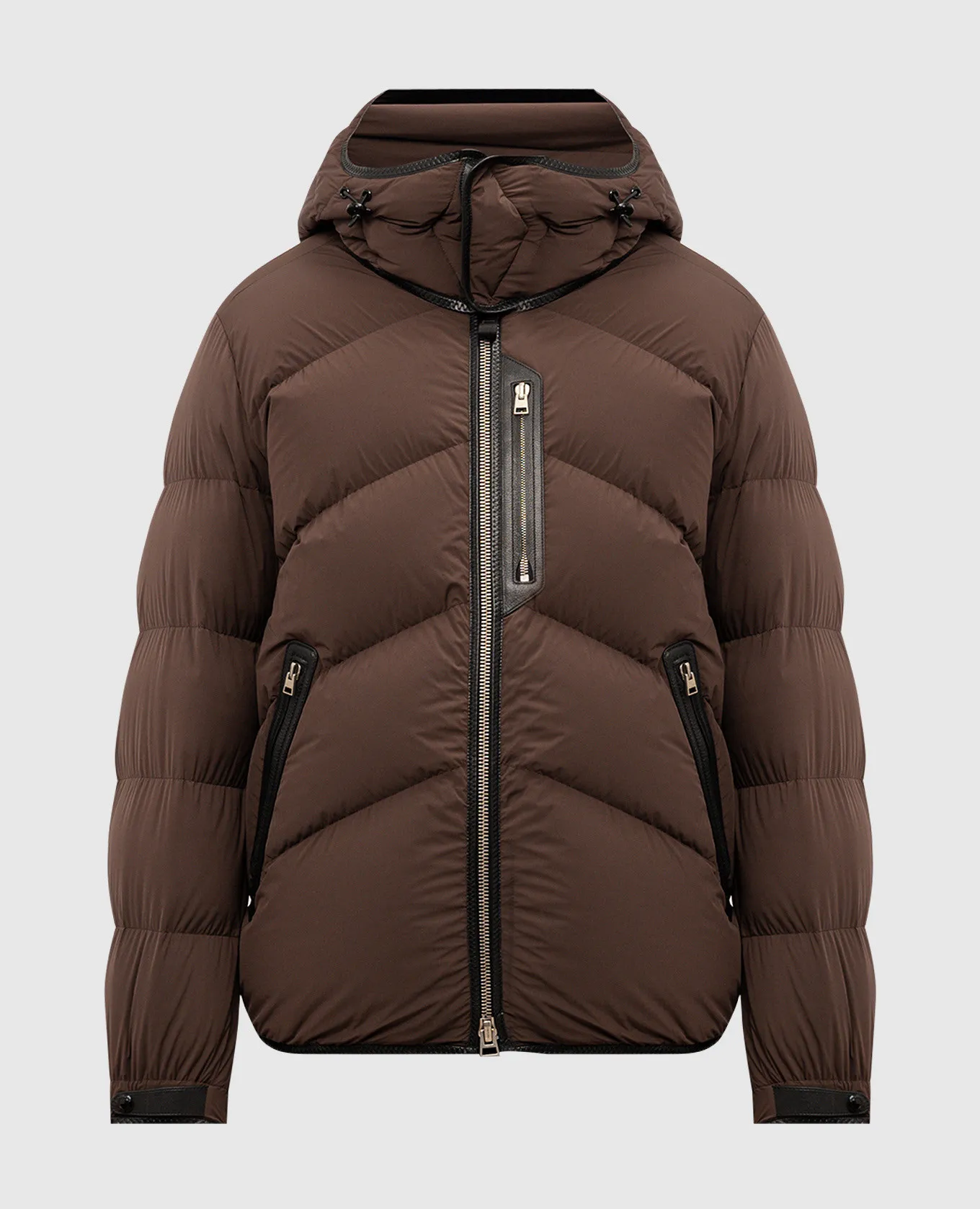 Tom Ford Brown down jacket with leather inserts