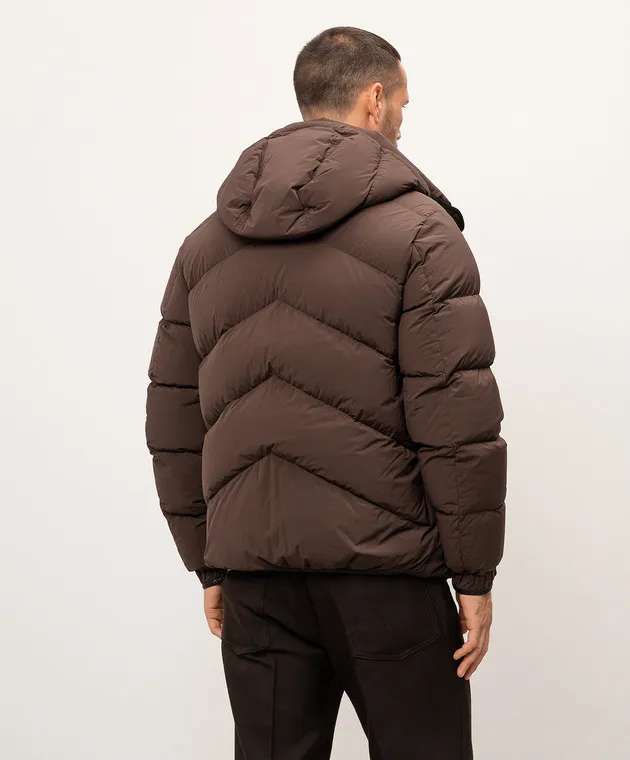 Tom Ford Brown down jacket with leather inserts