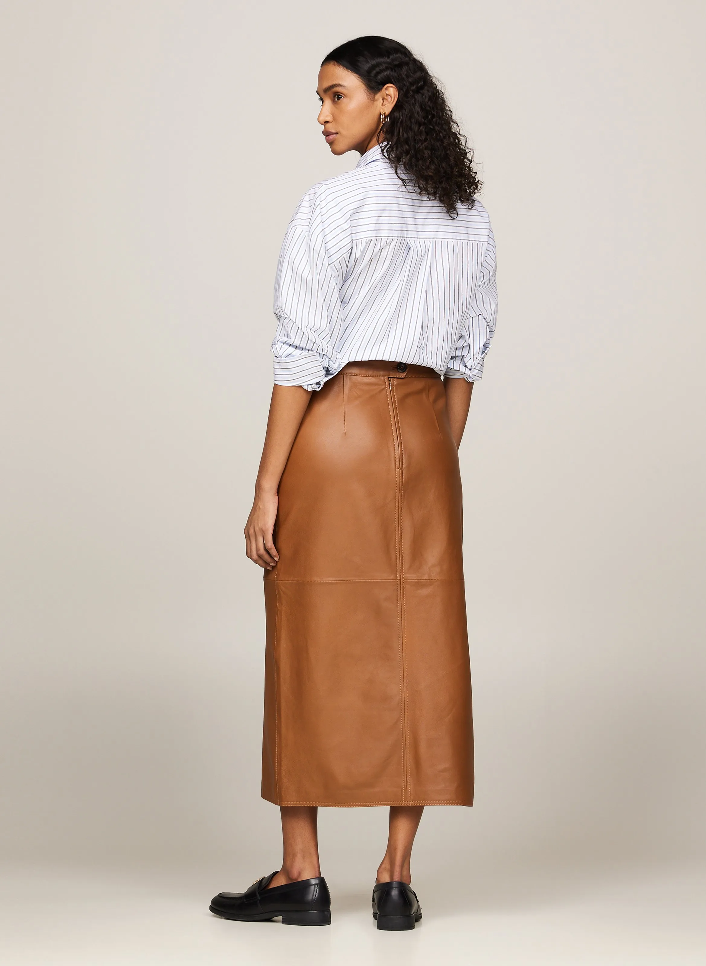 TOMMY HILFIGER Falda midi de cuero en marron