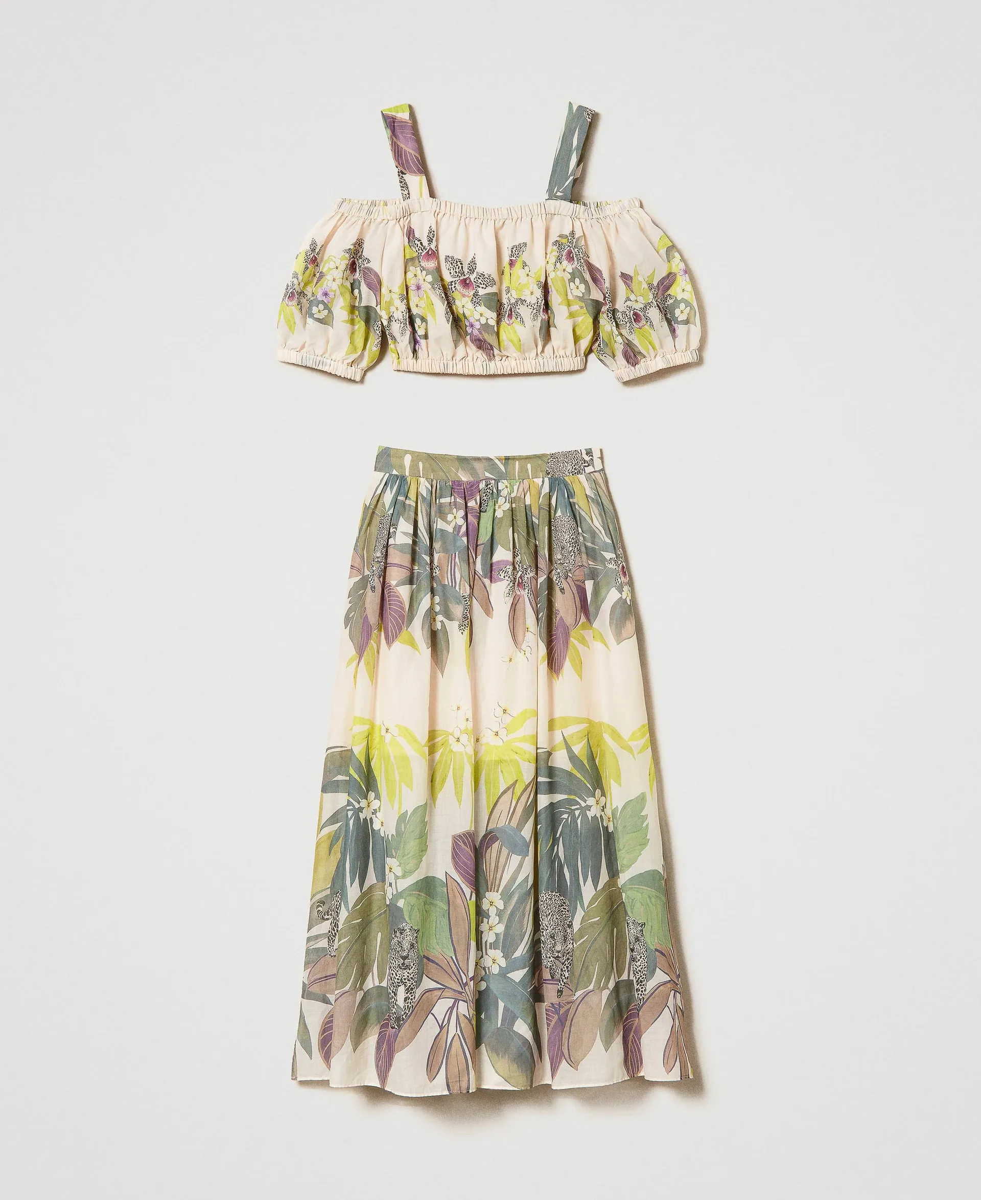 Top y falda midi de muselina con estampado