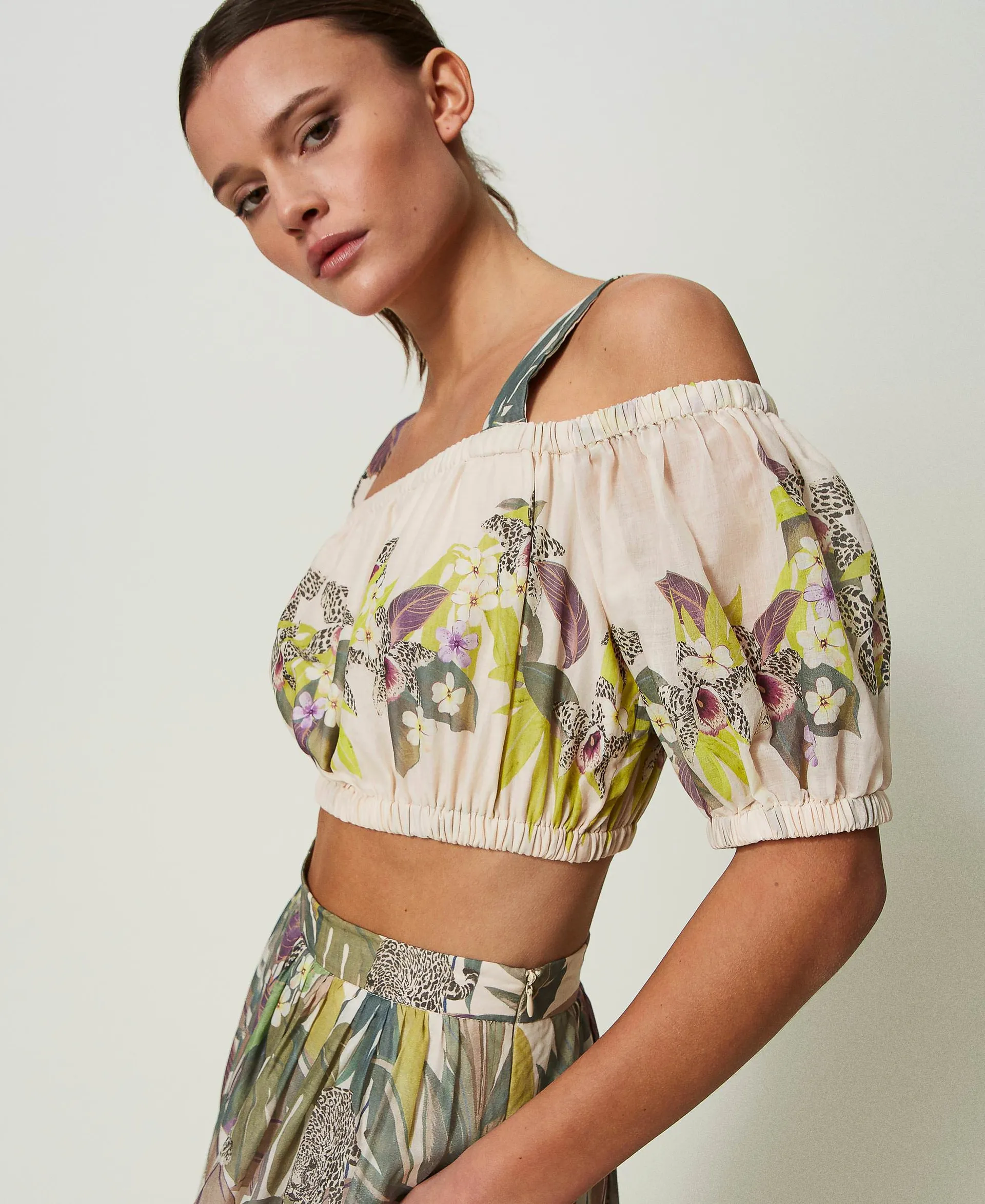 Top y falda midi de muselina con estampado