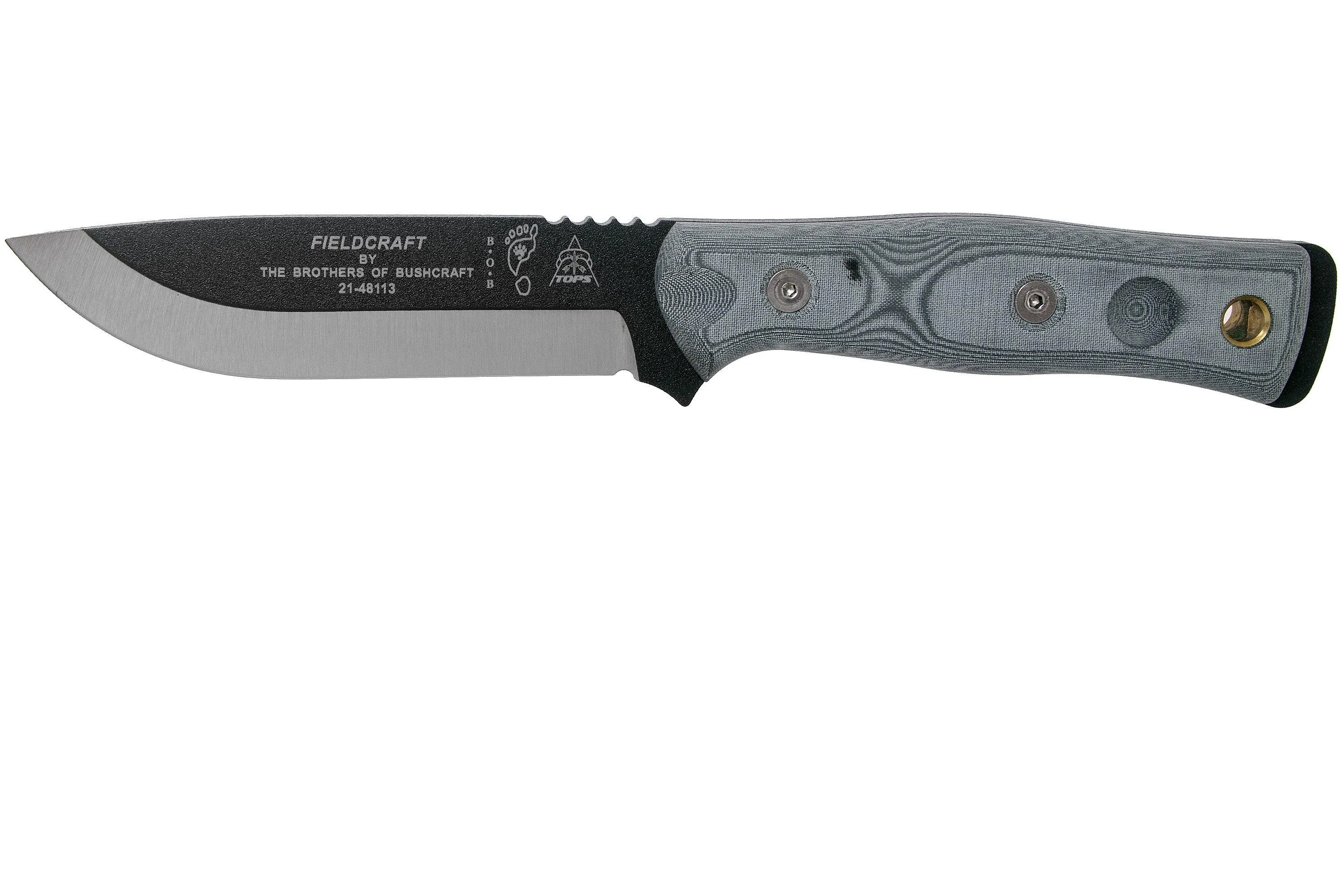 TOPS KNIVES B.O.B. FIELDCRAFT BLACK/GREY MICARTA BROS01