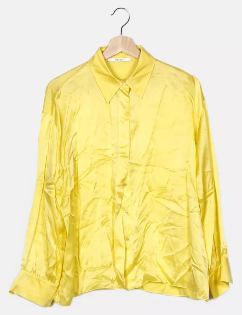Uterqüe Camisa satén amarillo manga larga