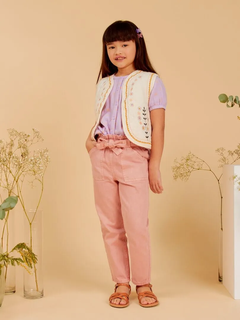 VAQUERO MOM CON CINTURA ELáSTICA  ROSA