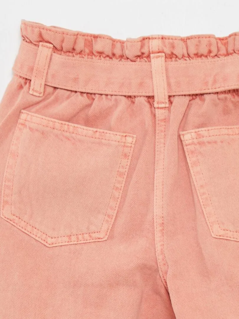VAQUERO MOM CON CINTURA ELáSTICA  ROSA