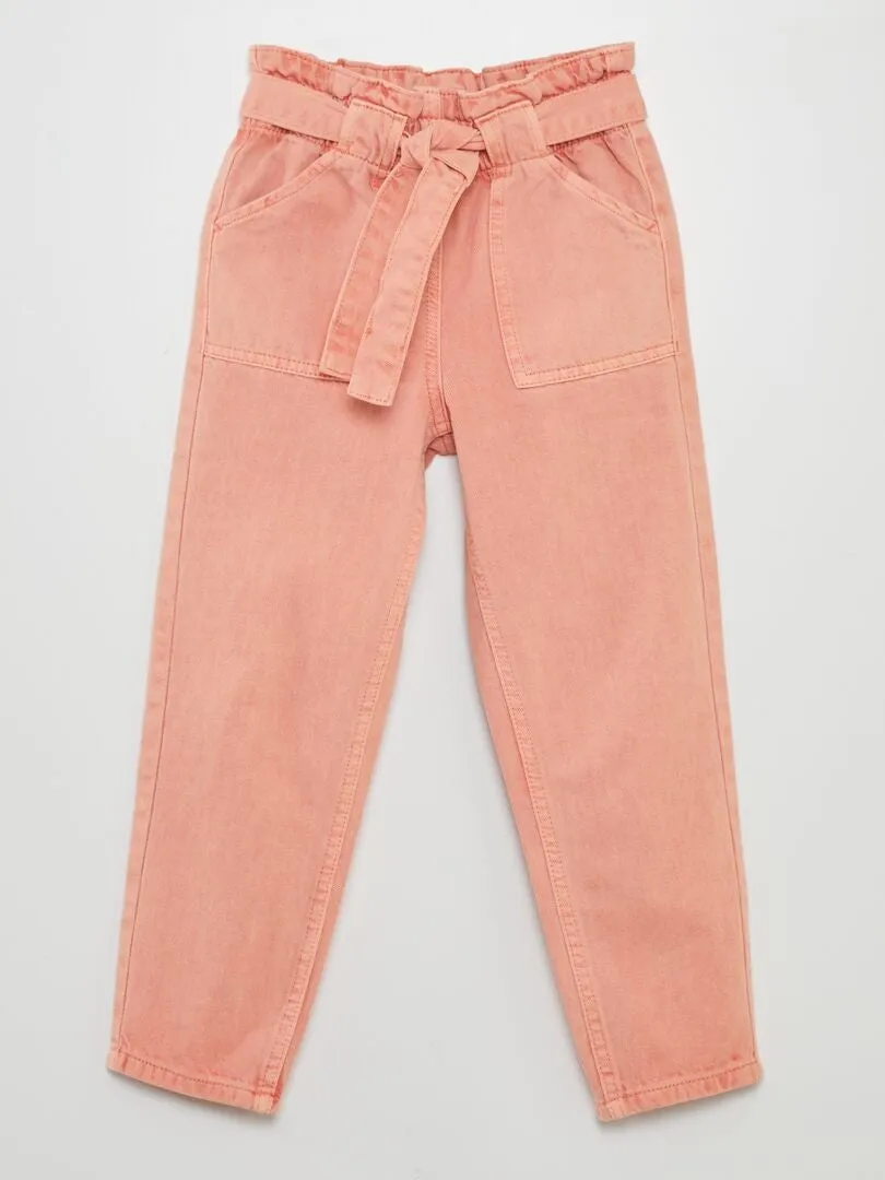 VAQUERO MOM CON CINTURA ELáSTICA  ROSA
