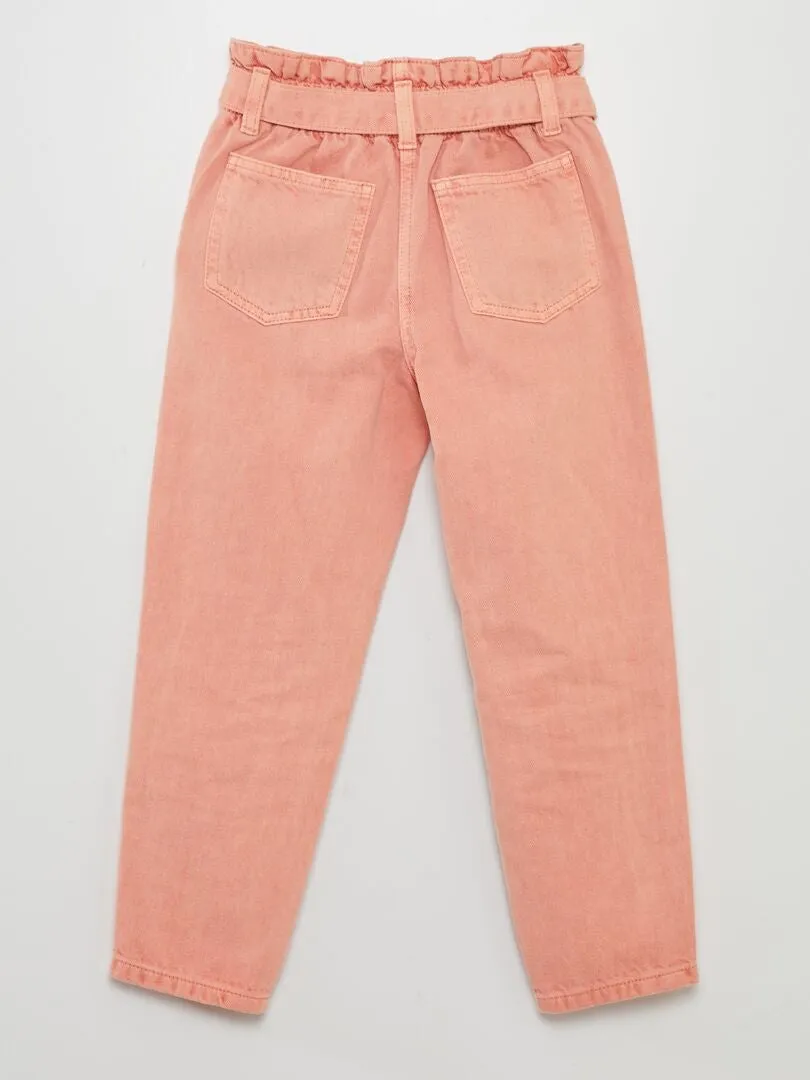 VAQUERO MOM CON CINTURA ELáSTICA  ROSA