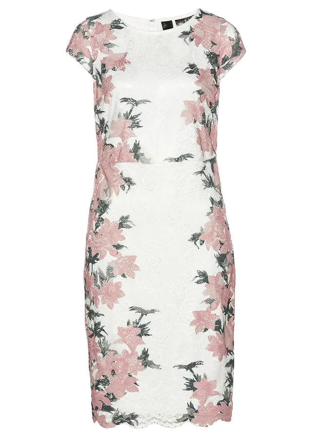 VESTIDO DE ENCAJE ESTAMPADO BLANCO LANAROSA VINTAGE DE FLORES