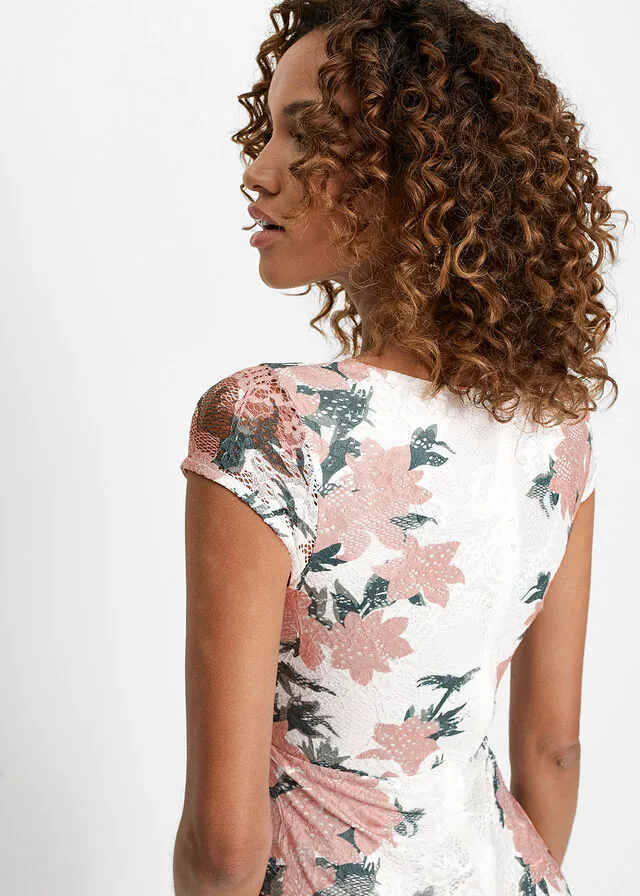 VESTIDO DE ENCAJE ESTAMPADO BLANCO LANAROSA VINTAGE DE FLORES
