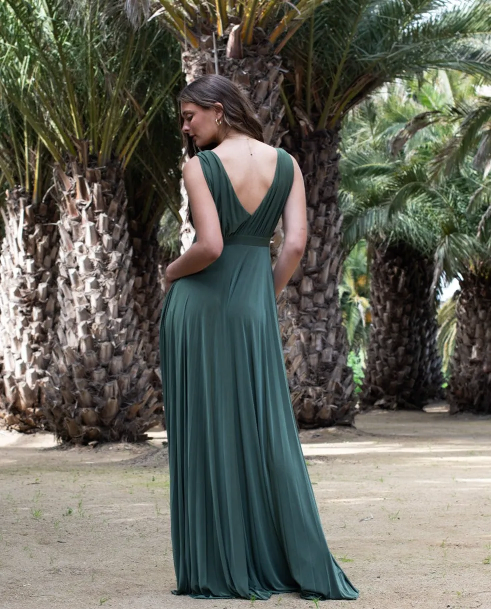 Vestido De Fiesta Largo Lupe Verde Olivo
