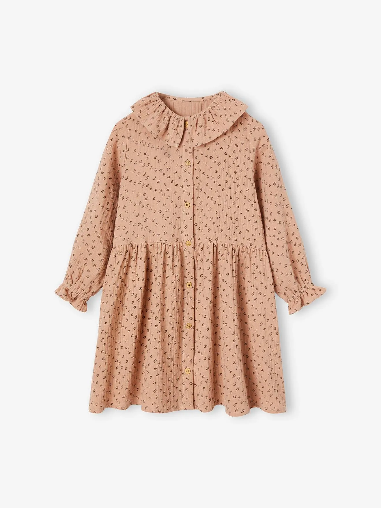 Vestido de gasa de algodón con botones para niña