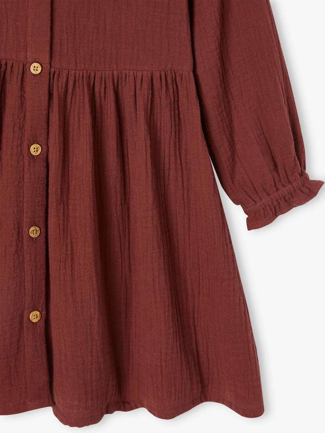 Vestido de gasa de algodón con botones para niña