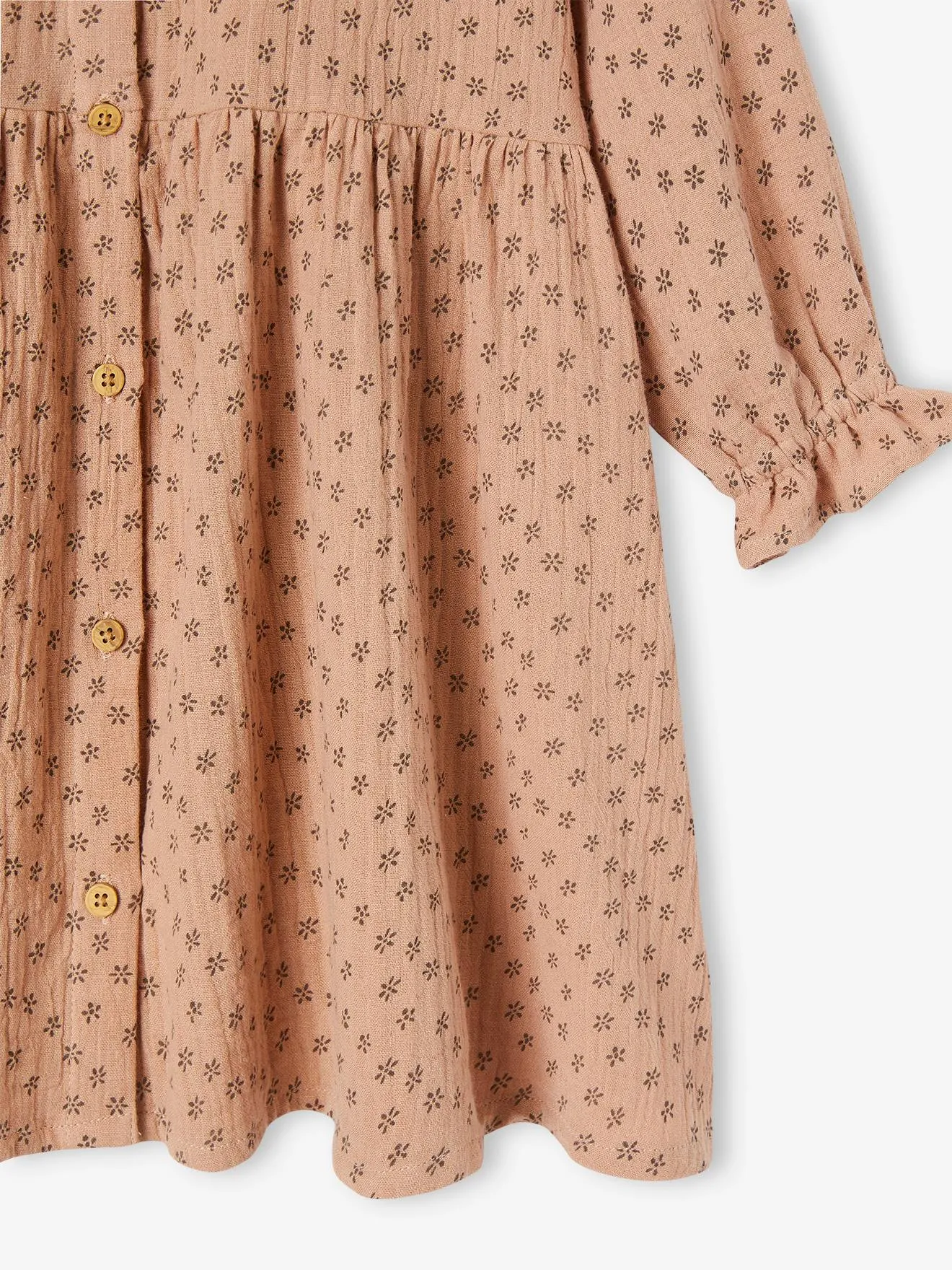 Vestido de gasa de algodón con botones para niña