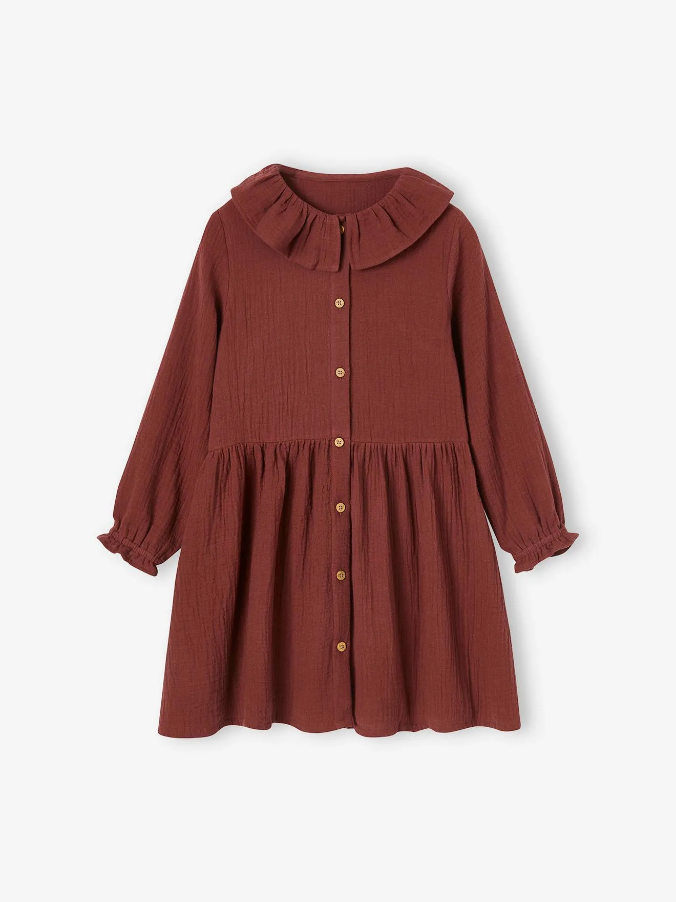 Vestido de gasa de algodón con botones para niña