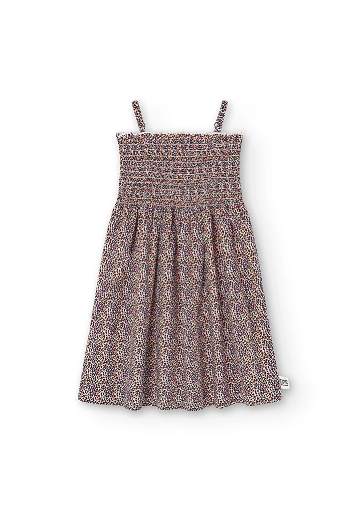 Vestido de tejido estampado de niña