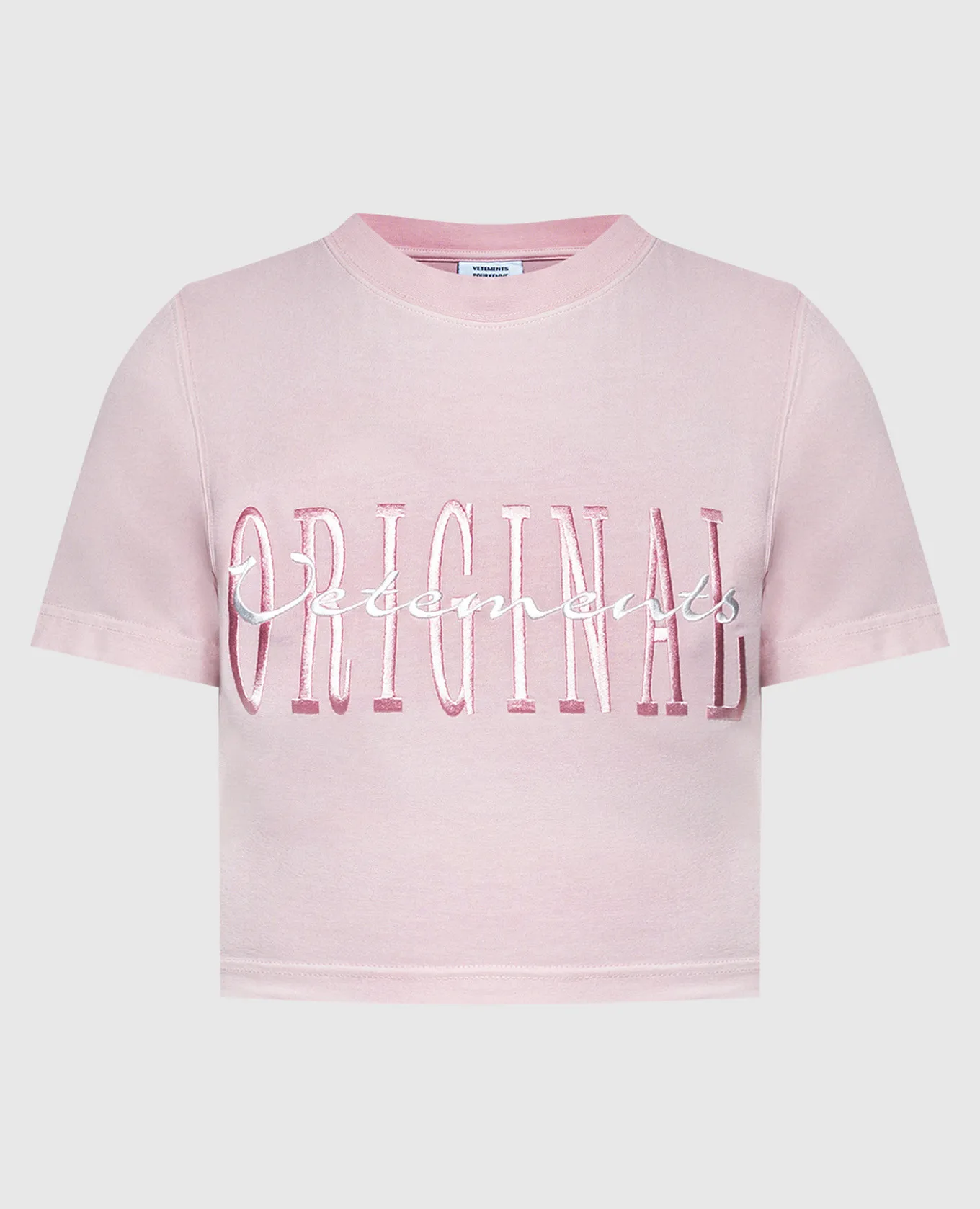 VETEMENTS PINK TSHIRT WITH LOGO EMBROIDERY