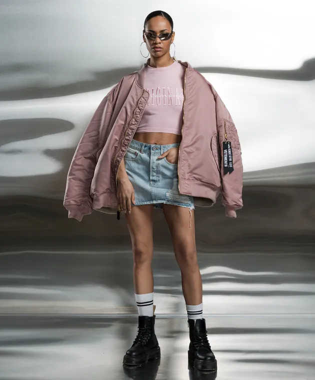 VETEMENTS PINK TSHIRT WITH LOGO EMBROIDERY