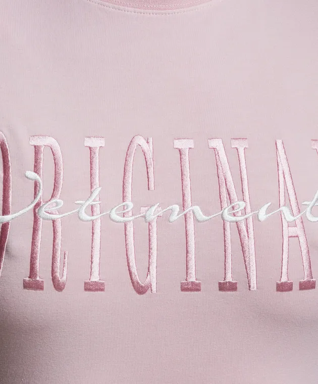 VETEMENTS PINK TSHIRT WITH LOGO EMBROIDERY