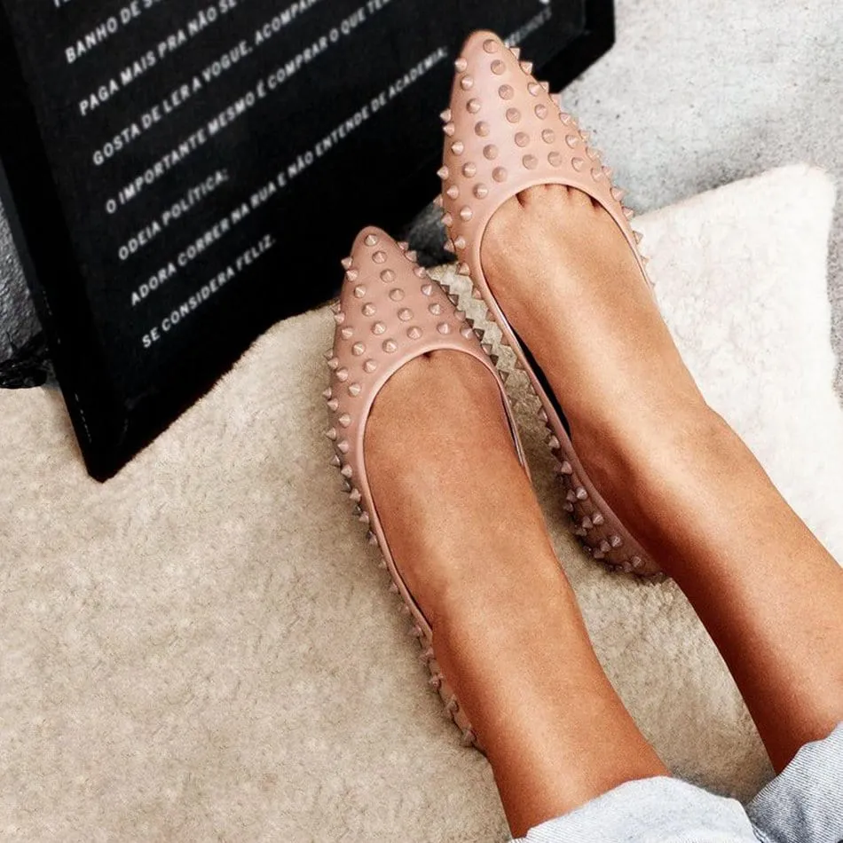 Vinci Shoes Bailarinas Arizona Full Blush con tachuelas