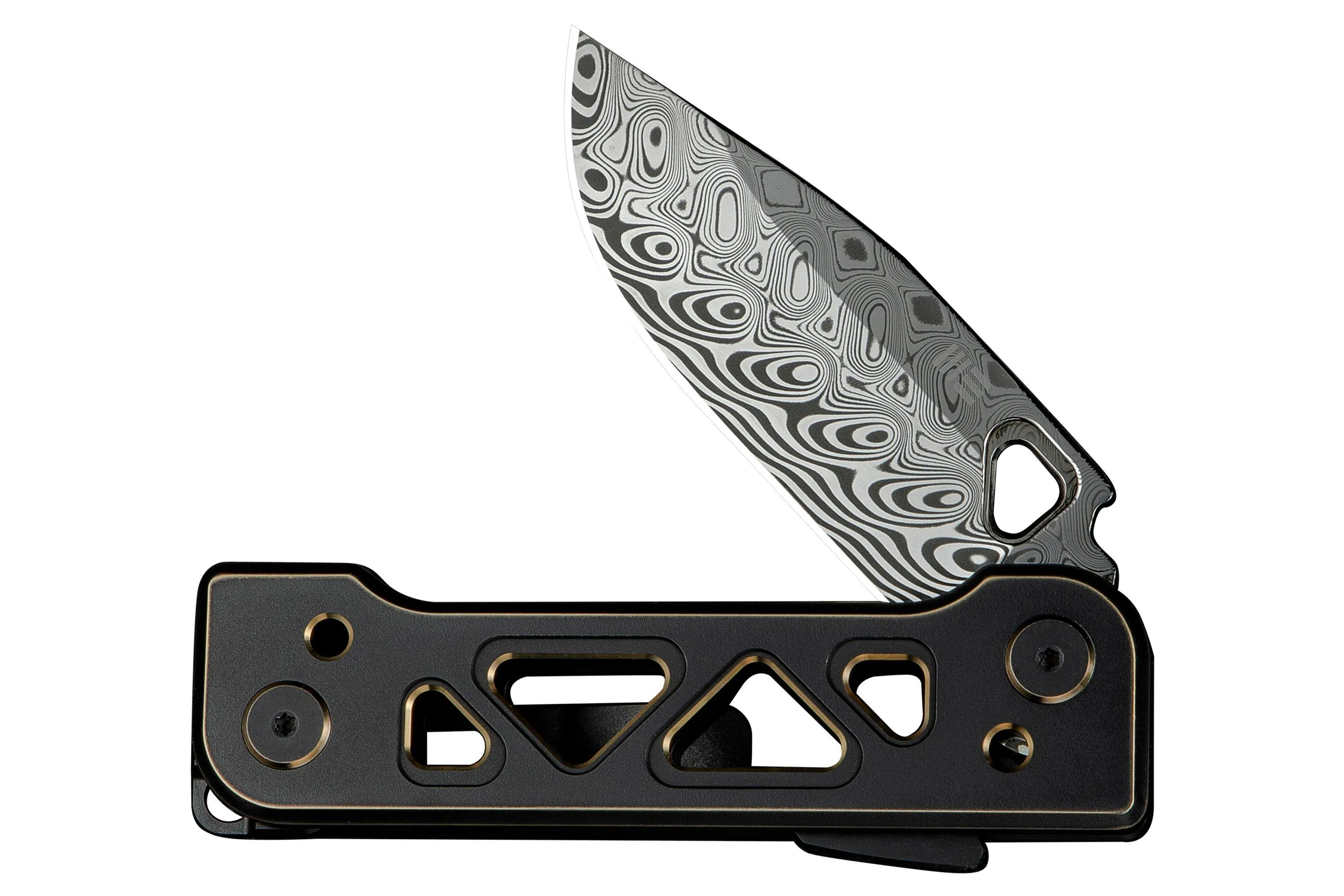 WE KNIFE TYRO WE24001DS1 HAKKAPELLA DAMASTEEL, BLACK GOLD TITANIUM, SNECX TAN DESIGN, NAVAJA