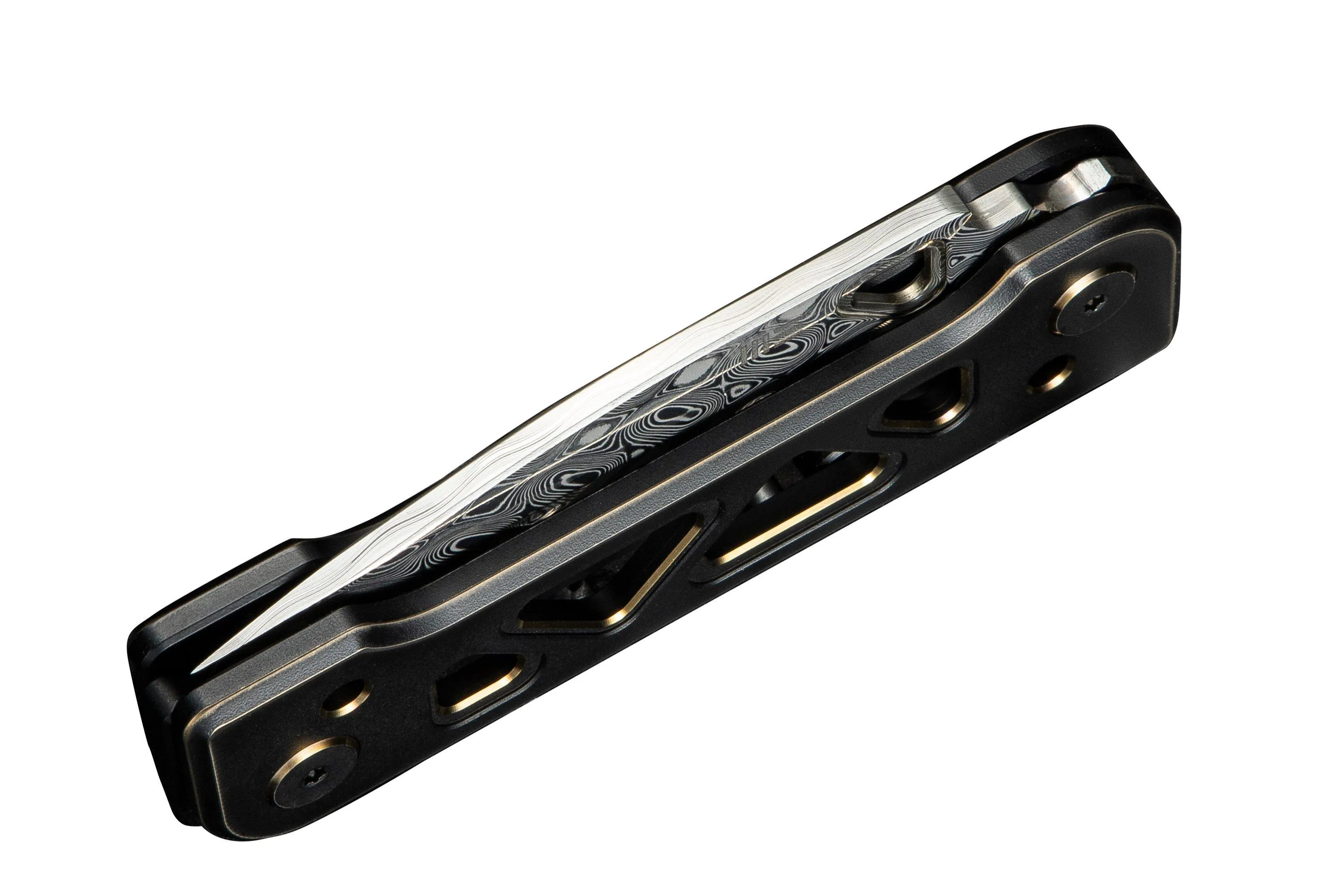 WE KNIFE TYRO WE24001DS1 HAKKAPELLA DAMASTEEL, BLACK GOLD TITANIUM, SNECX TAN DESIGN, NAVAJA