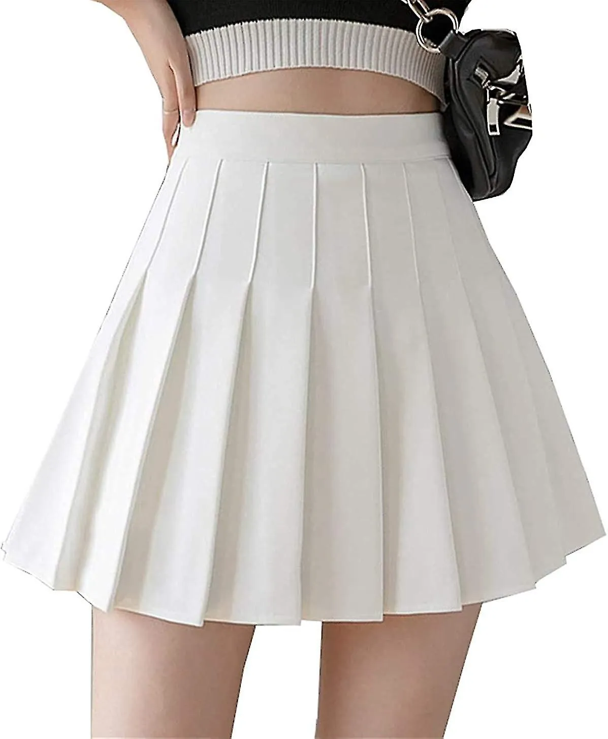 WOMEN HIGH WAISTED PLAIN PLEATED SKIRT SR TENNIS ALINE MINI SKIRT LINING SHORTS