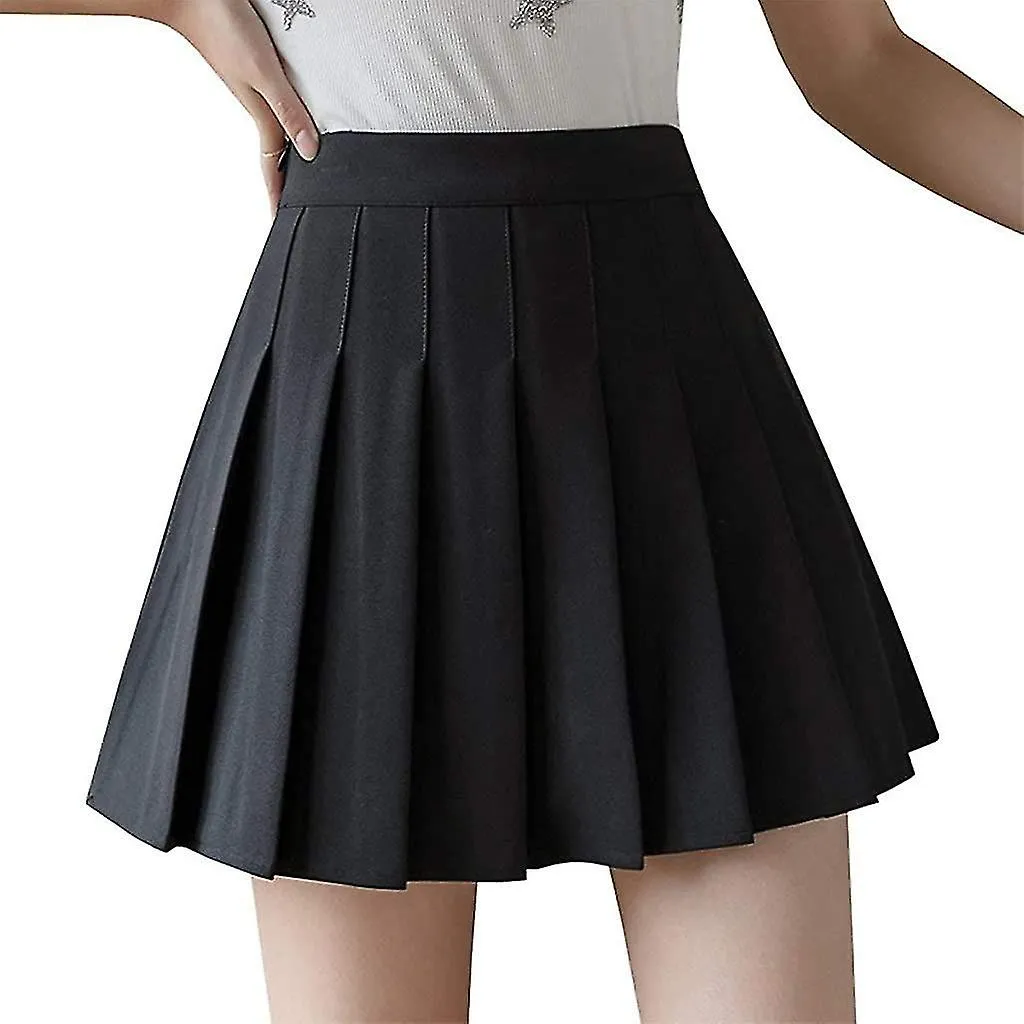 WOMEN HIGH WAISTED PLAIN PLEATED SKIRT SR TENNIS ALINE MINI SKIRT LINING SHORTS