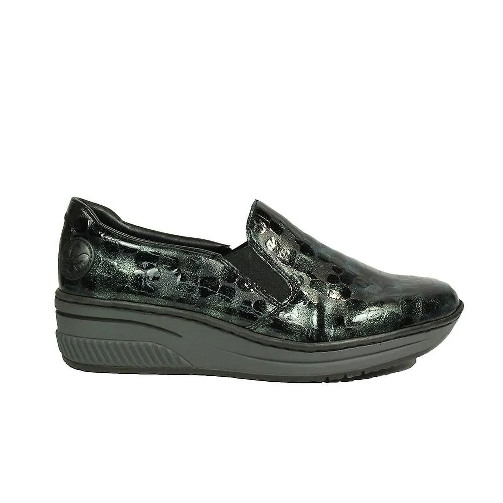 WOMEN'S RIEKER 4875292 | BLUE PATENT | WOMEN'S SLIP ON SHOES