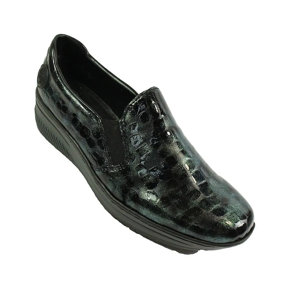WOMEN'S RIEKER 4875292 | BLUE PATENT | WOMEN'S SLIP ON SHOES
